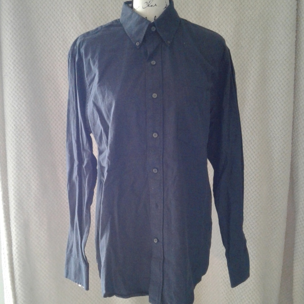 IZOD Men's Button Down,M, Blue, Soft, Plaid Inside
